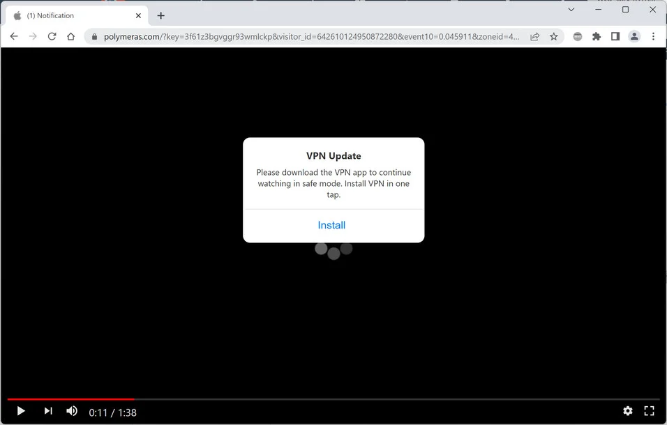 Image: Chrome browser is redirected to Polymeras.com