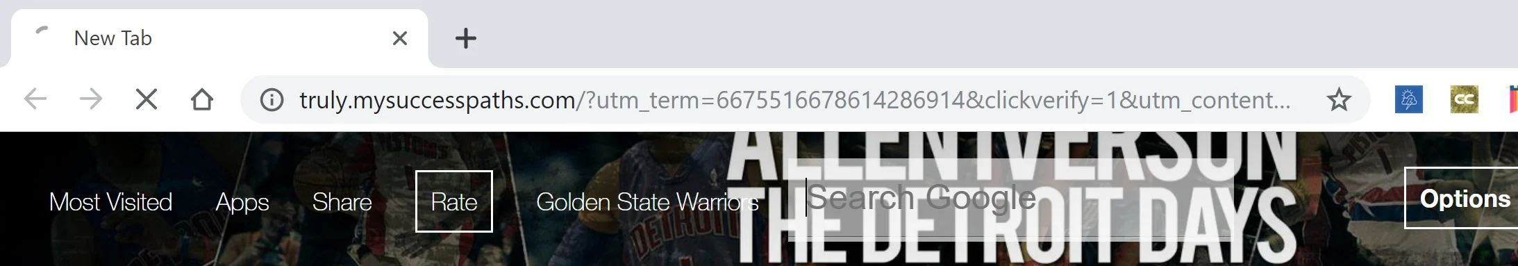 Image: Chrome browser is redirected to Truly.mysuccesspaths.com