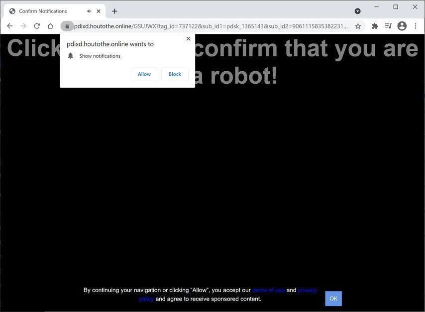 Remove Houtothe.online pop-up ads (Virus Removal Guide) 1 Image: Chrome browser is redirected to Houtothe.online