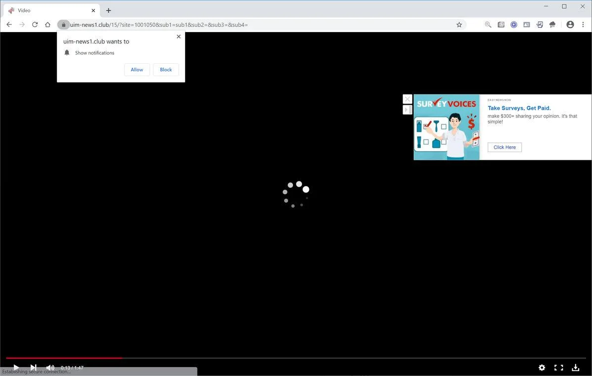 How to remove Uim-news1.club pop-up ads (Virus Removal Guide) 1 Image: Chrome browser is redirected to Uim-news1.club