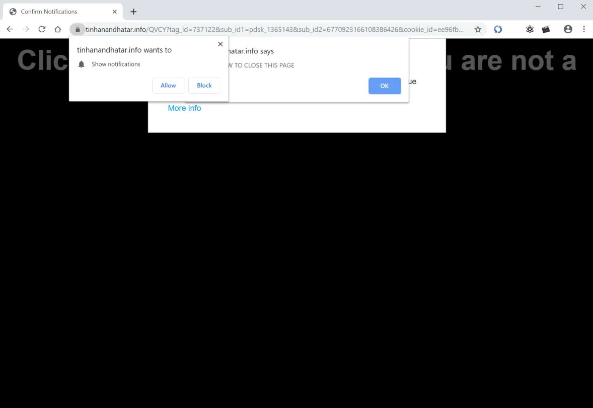 Image: Chrome browser is redirected to Tinhanandhatar.info