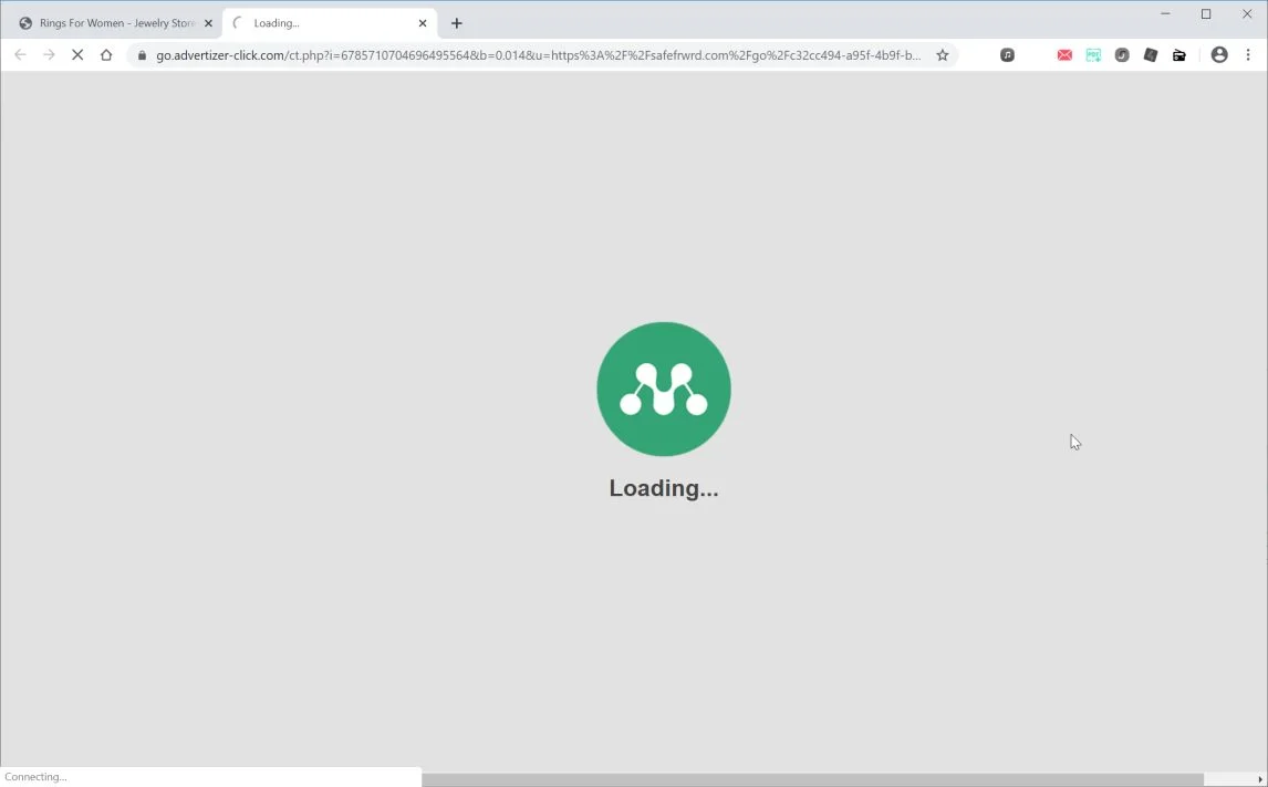 Image: Chrome browser is redirected to Go.advertizer-click.com