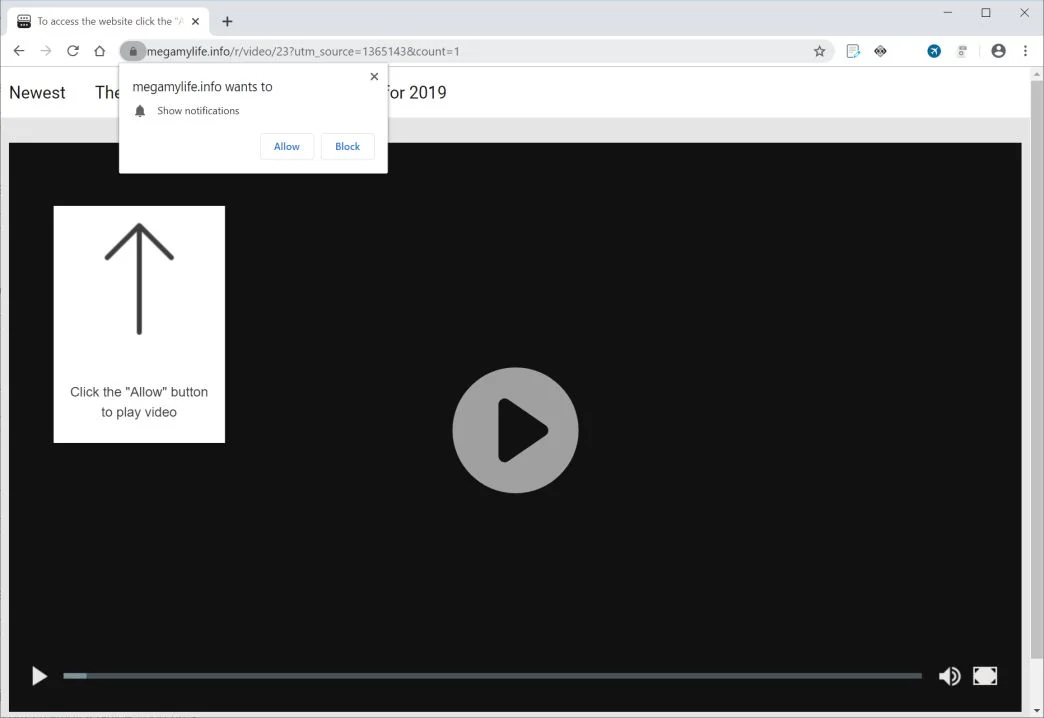How to remove Megamylife.info pop-up ads (Virus Removal Guide) 1 Image: Chrome browser is redirected to Megamylife.info