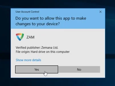Zemana AntiMalware User Account Control pop-up Zemana AntiMalware User Account Control