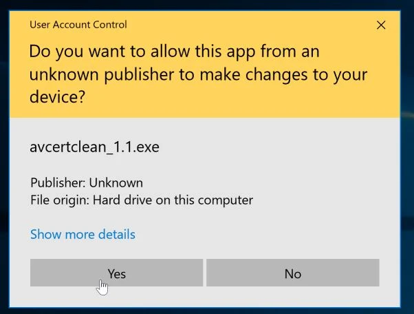 AVCertClean UAC