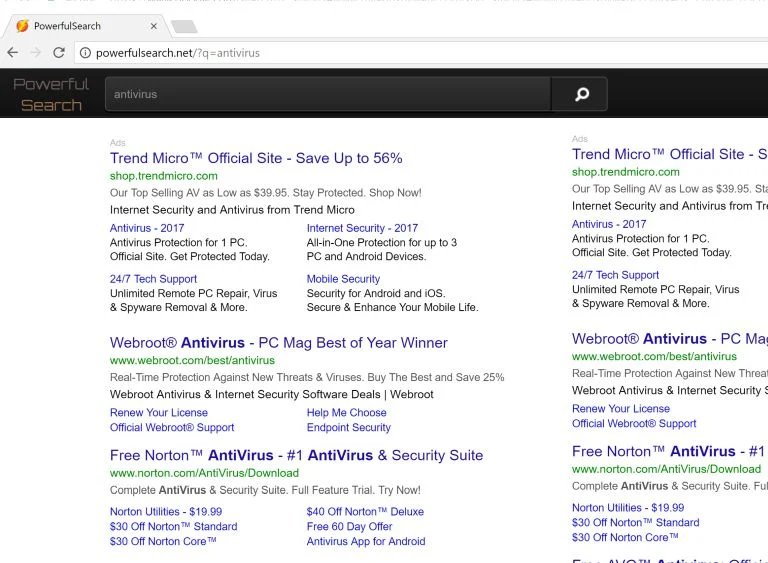 powerfulsearch.net redirect virus