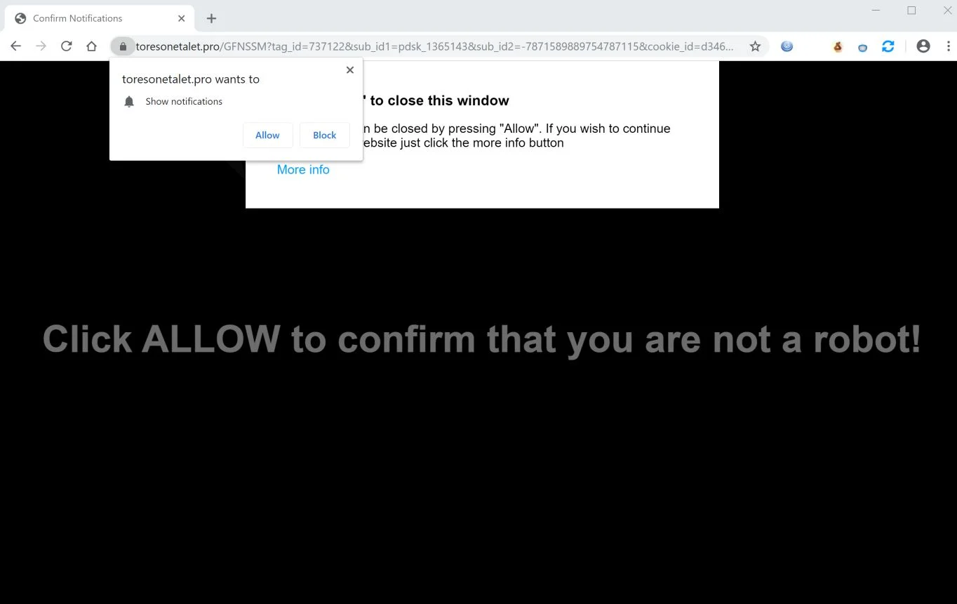How to remove Toresonetalet.pro pop-up ads (Virus Removal Guide) 1 Image: Chrome browser is redirected to Toresonetalet.pro