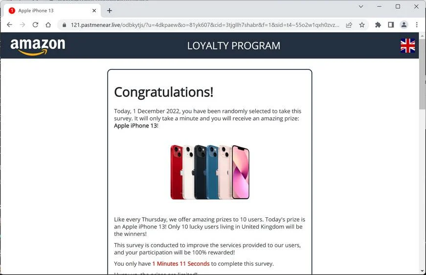 How To Remove Pastmenear.live Ads (Virus Removal Guide) 1 Image: Pastmenear.live Fake Amazon Loyalty Program Survey