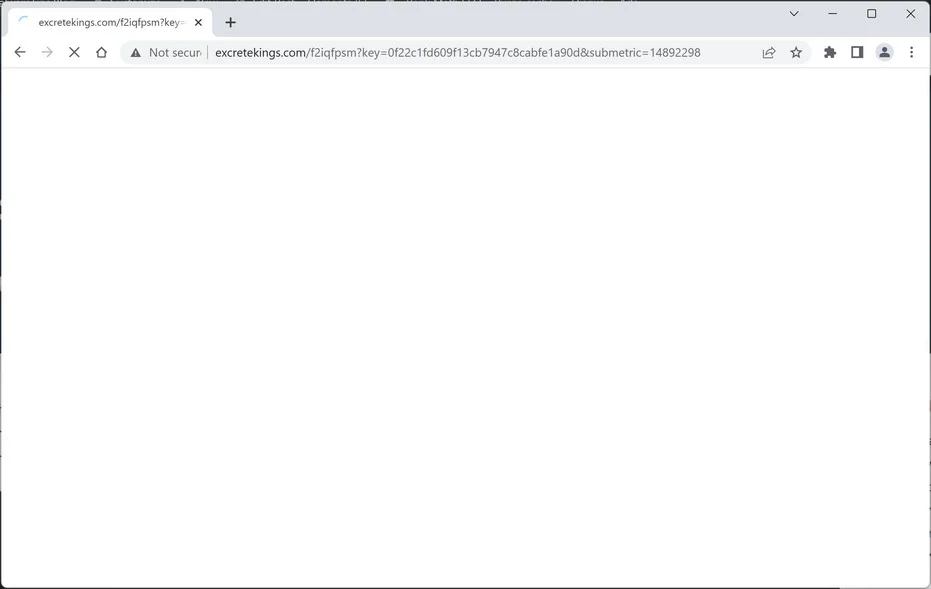 Image: Chrome browser is redirected to Excretekings.com