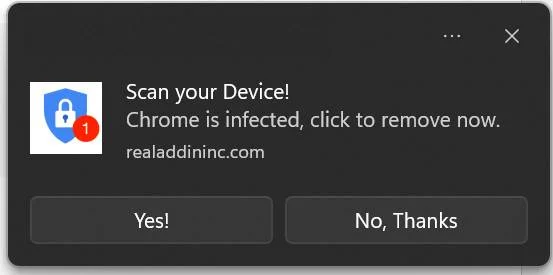 Remove "Chrome Is Infected, Click To Remove Now" Pop-ups 1 Chrome Is infected scam
