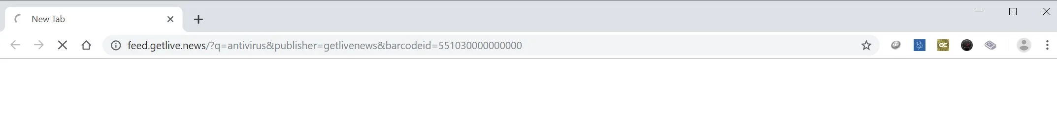 Image: Google Chrome is redirected to the Feed.getlive.news site