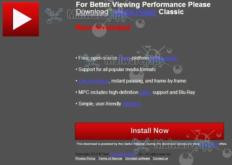 [Image: For Better Viewing Performance Download Media Player Classic pop-up virus]