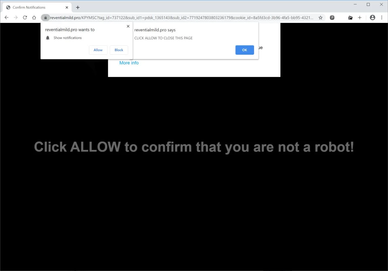 How to remove Reventialmild.pro pop-up ads (Virus Removal Guide) 1 Image: Chrome browser is redirected to Reventialmild.pro