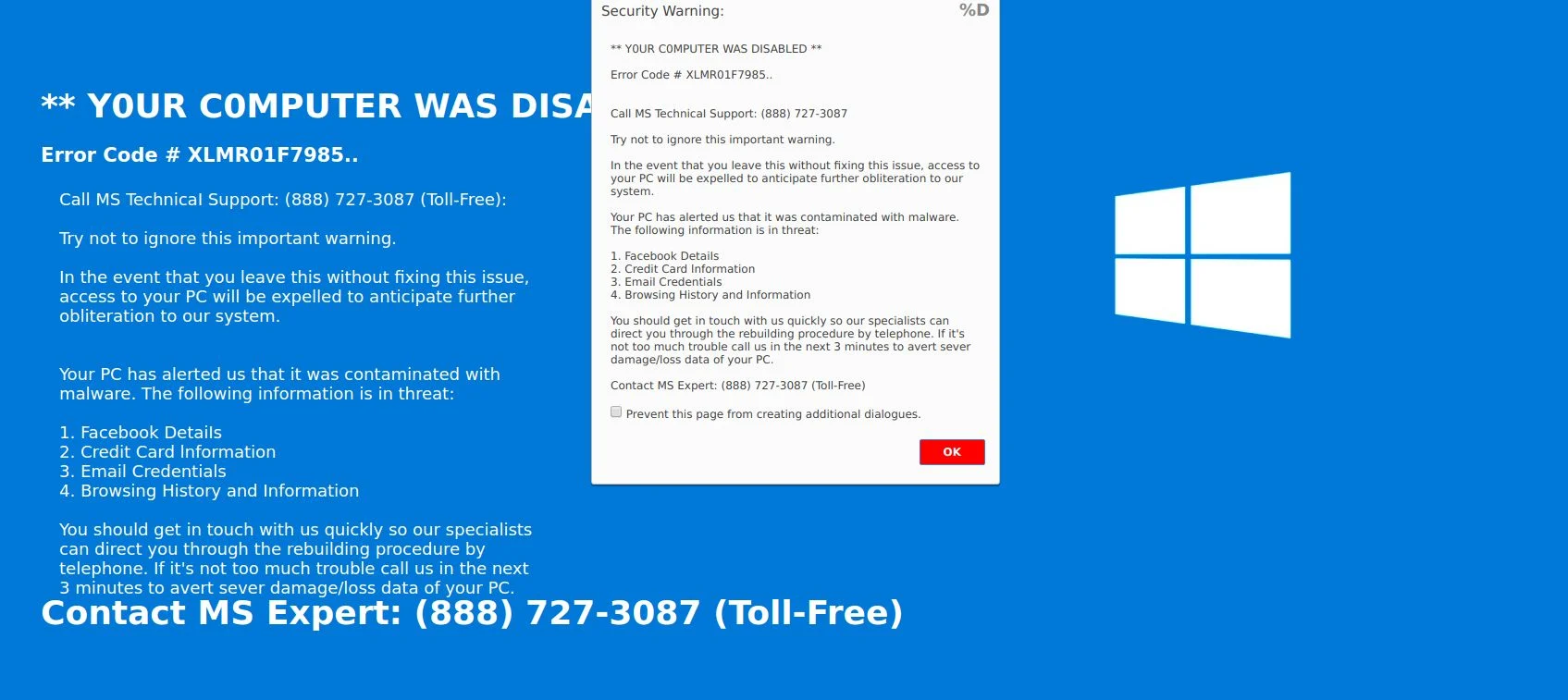 Remove "Your Computer Was Disabled" Pop-ups (Microsoft Scam) 1 Image: Your Computer Was Disabled Scam