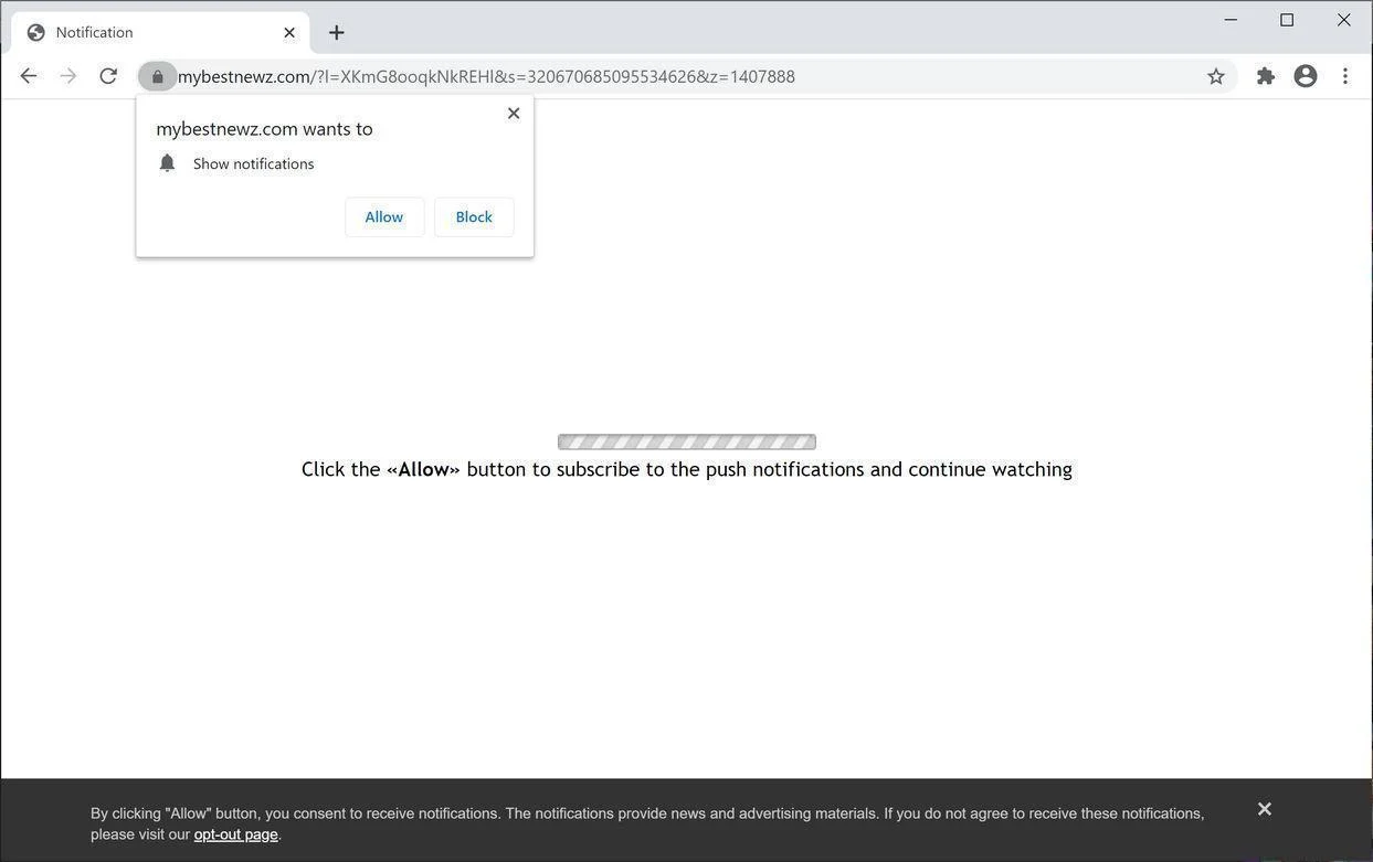 Remove Mybestnewz.com pop-up ads (Virus Removal Guide) 1 Image: Chrome browser is redirected to Mybestnewz.com