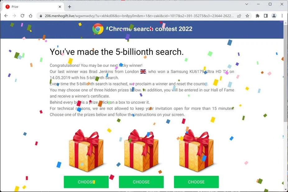 Remove Menhogift.live Ads (Virus Removal Guide) 1 Image: Chrome browser is redirected to Menhogift.live