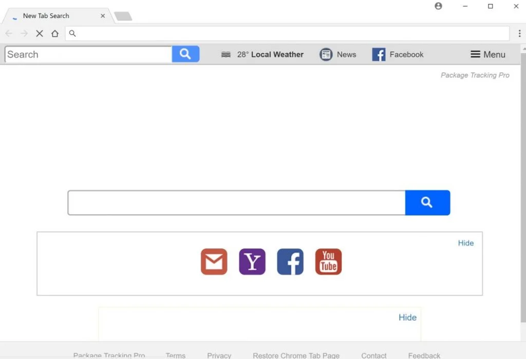 Package Tracking Pro New Tab search