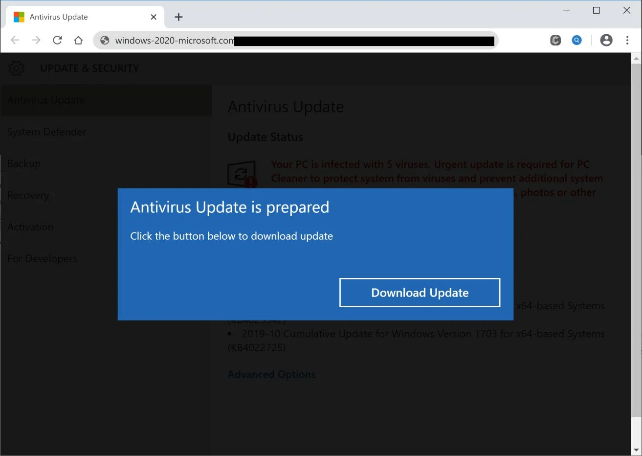 Image: Windows-2020-microsoft.com fake error messages