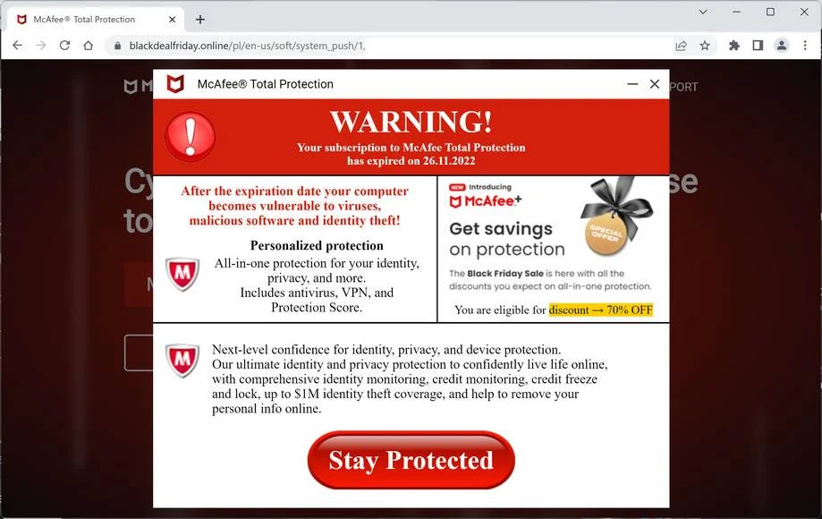 Image: Blackdealfriday.online Fake Alert