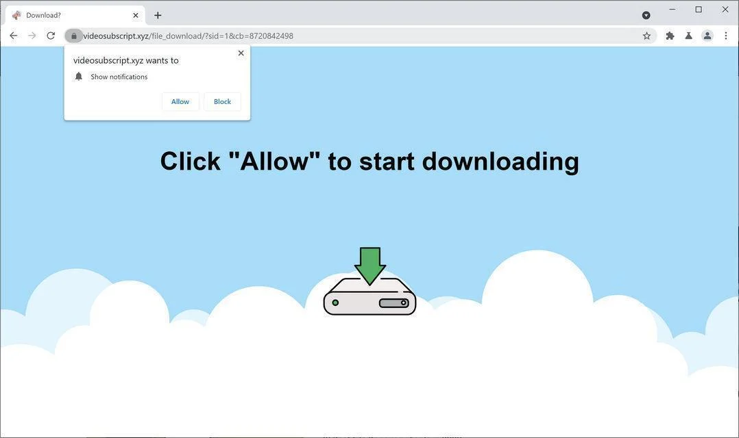 Remove Videosubscript.xyz pop-up ads (Virus Removal Guide) 1 Image: Chrome browser is redirected to Videosubscript.xyz