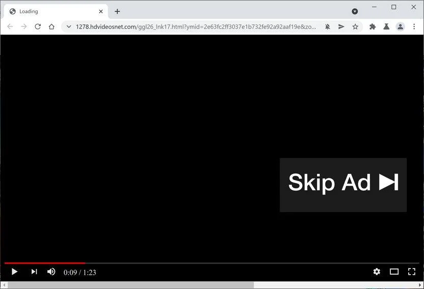 Image: Chrome browser is redirected to Hdvideosnet.com