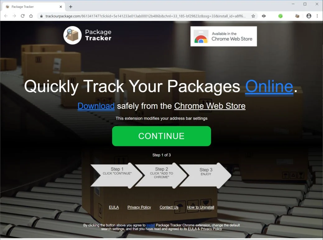 How to remove Trackourpackage.com pop-up ads (Virus Removal Guide) 1 Image: Chrome browser is redirected to Trackourpackage.com