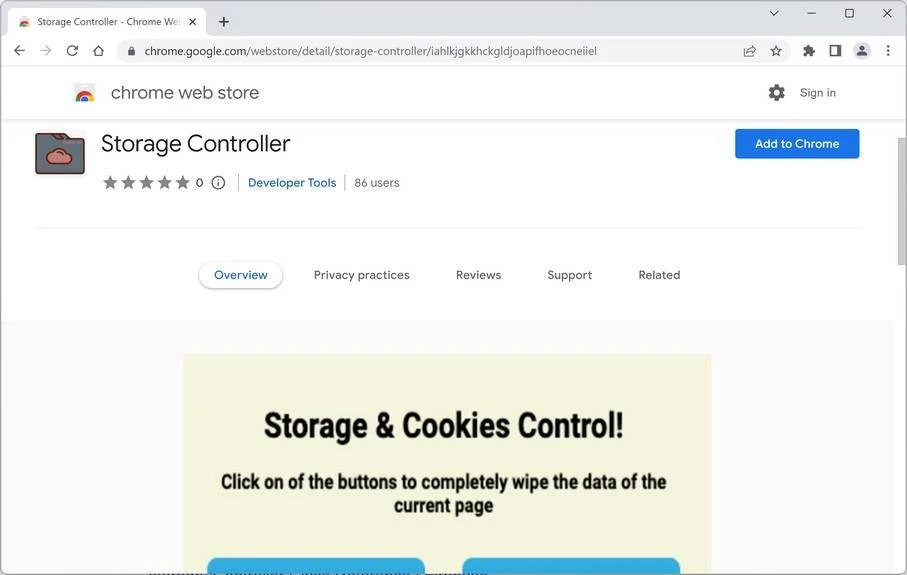 Image: Storage Controller Chrome Extension