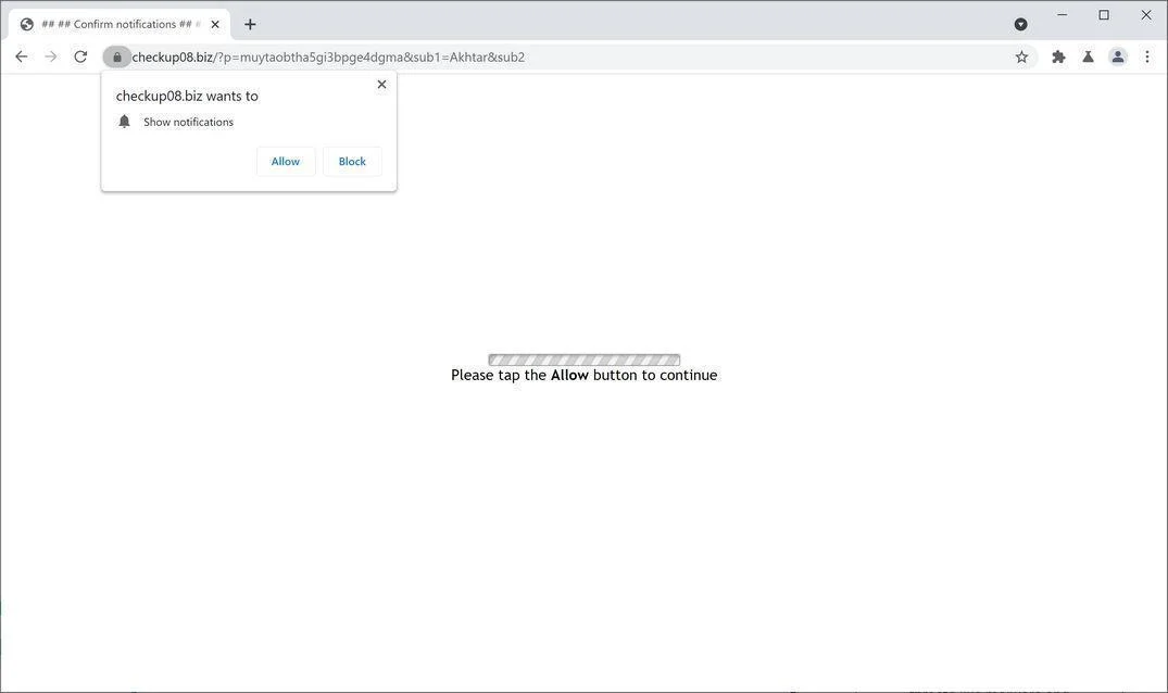 Remove Checkup08.biz pop-up ads (Virus Removal Guide) 1 Image: Chrome browser is redirected to Checkup08.biz