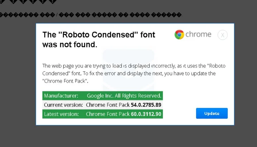 The Roboto Condensed Font Was Not Found Fake Alert Virus