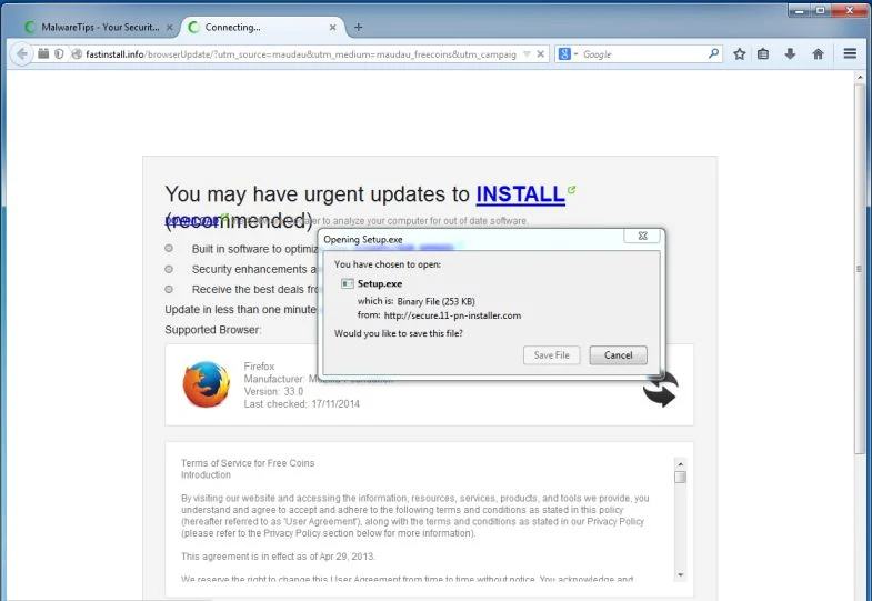 You may have urgent updates to install virus