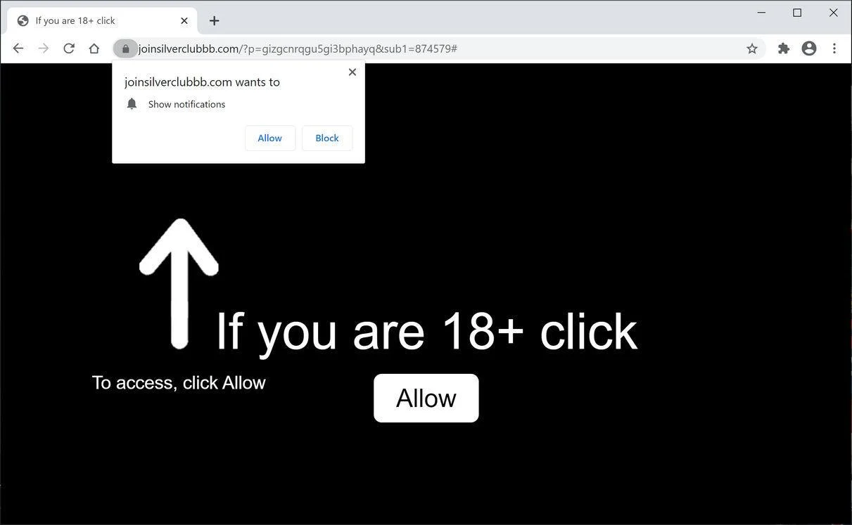 Remove Joinsilverclubbb.com pop-up ads (Virus Removal Guide) 1 Image: Chrome browser is redirected to Joinsilverclubbb.com