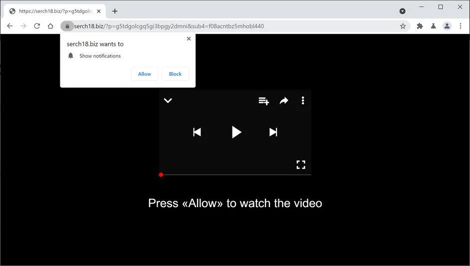 Remove Serch18.biz pop-up ads (Virus Removal Guide) 1 Image: Chrome browser is redirected to Serch18.biz