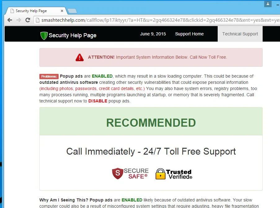Security Help Page Scam