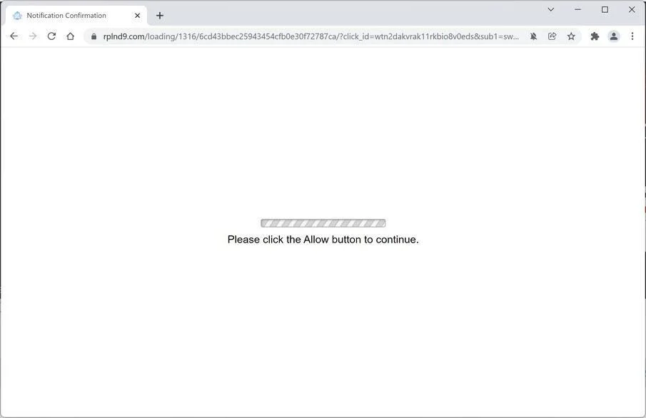 Image: Chrome browser is redirected to Rplnd9.com