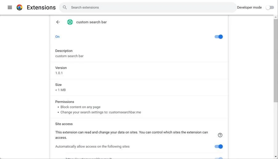 Image: Custom Search Bar browser hijacker
