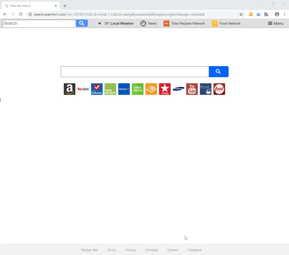  Image: Chrome browser is redirected to the search.searchrs1.com site