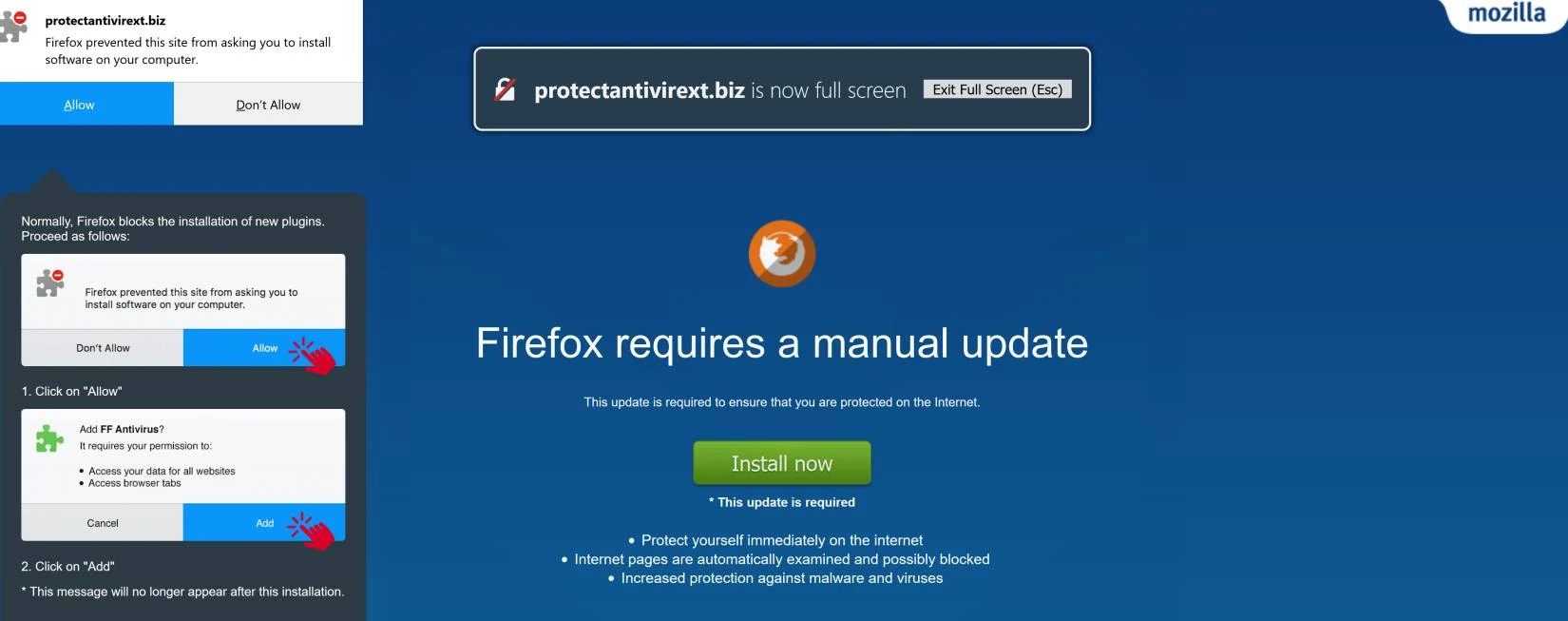 Firefox requires a manual update Scam Alert