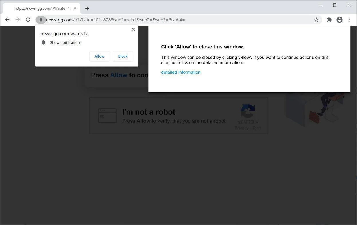 Image: Chrome browser is redirected to News-gg.com