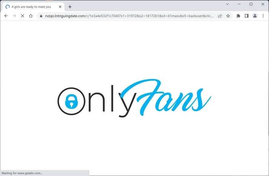 Image: Chrome browser is redirected to the Lntriguingdate.com site