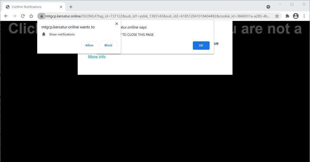 Remove Kersatur.online pop-up ads (Virus Removal Guide) 1 Image: Chrome browser is redirected to Kersatur.online