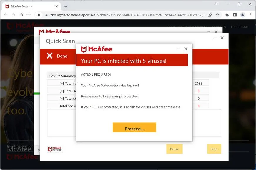 Remove Mydatadefencereport.live Ads (Virus Removal Guide) 1 Image: Mydatadefencereport.live Fake Alert