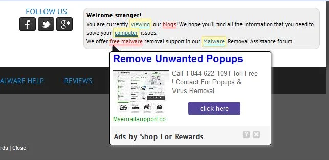 Ads by Shop For Rewards virus