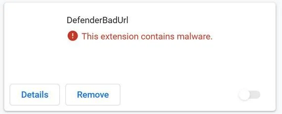 Image: DefenderBadUrl Chrome extension