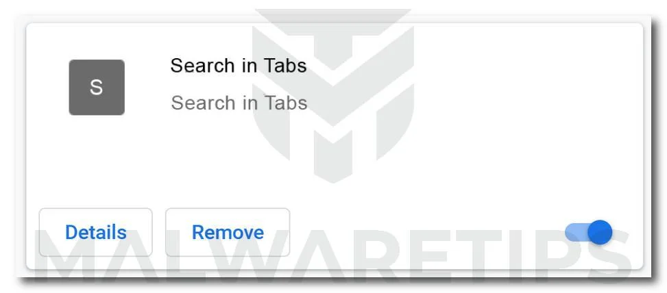 Remove Search in Tabs browser hijacker (Virus Removal Guide) 1 Image: Search in Tab Chrome extension