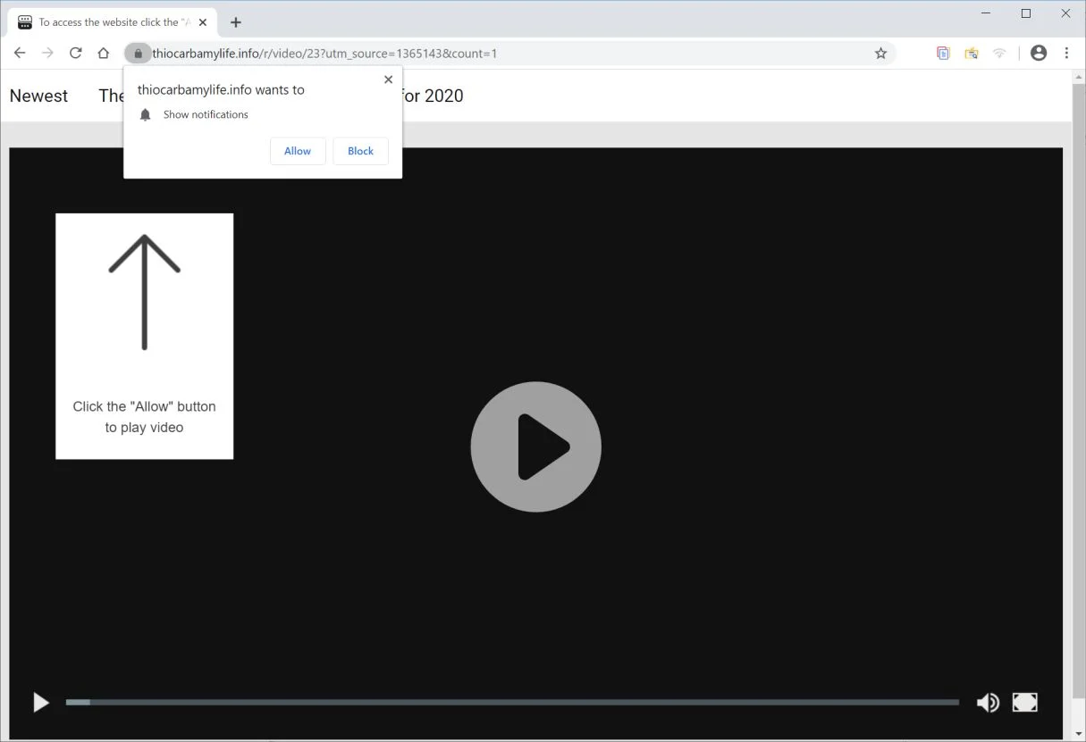 Remove Thiocarbamylife.info pop-up ads (Virus Removal Guide) 1 Image: Chrome browser is redirected to Thiocarbamylife.info