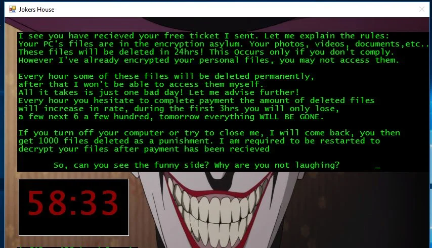 Jokers House Ransomware virus
