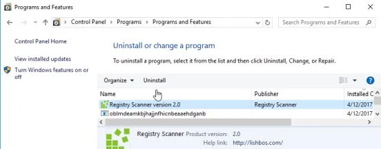 Uninstall Registry Scanner From Windows Uninstall Registry Scanner