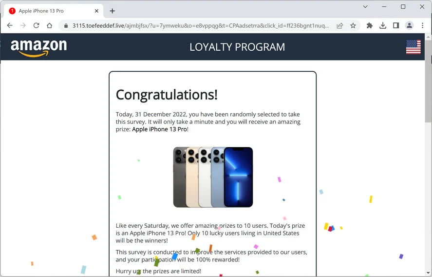 Image: Toefeeddef.live Fake Amazon Loyalty Program Survey