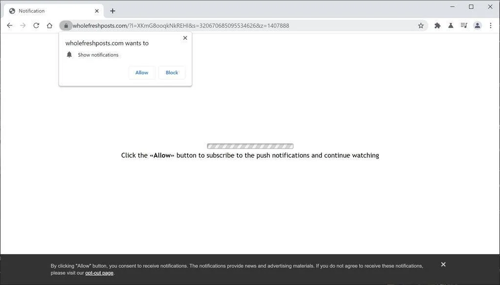 Remove Wholefreshposts.com pop-up ads (Virus Removal Guide) 1 Image: Chrome browser is redirected to Wholefreshposts.com