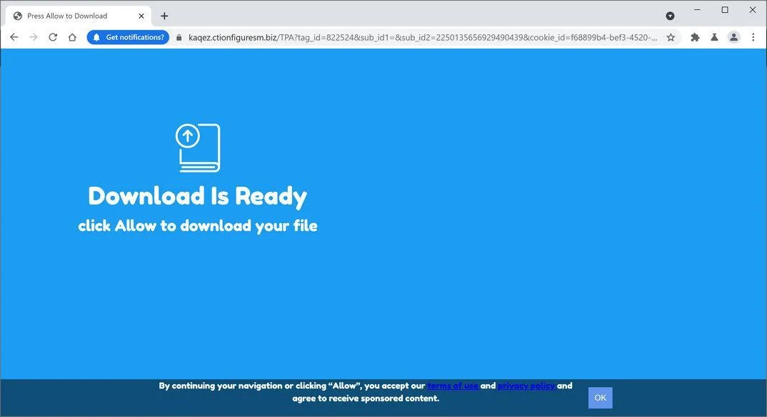 Image: Chrome browser is redirected to Ctionfiguresm.biz